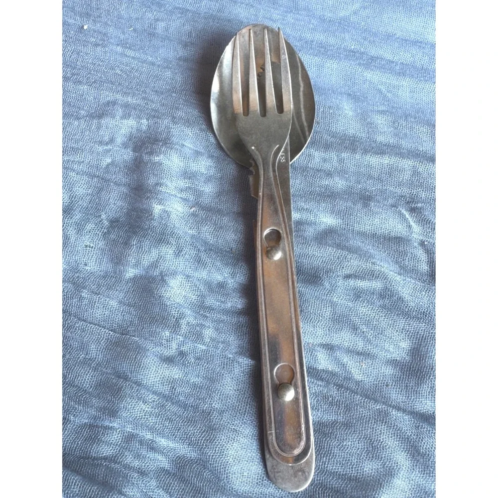 Vintage Stainless Taiwan Camping Hobo Utensil Set Interlocking Fork Spoon Knife